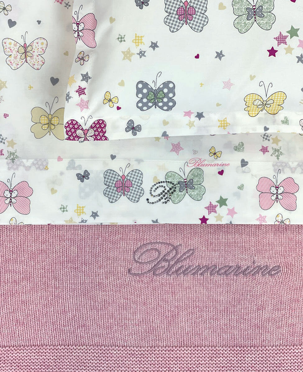 Completo lenzuola lettino Farfalle Blumarine