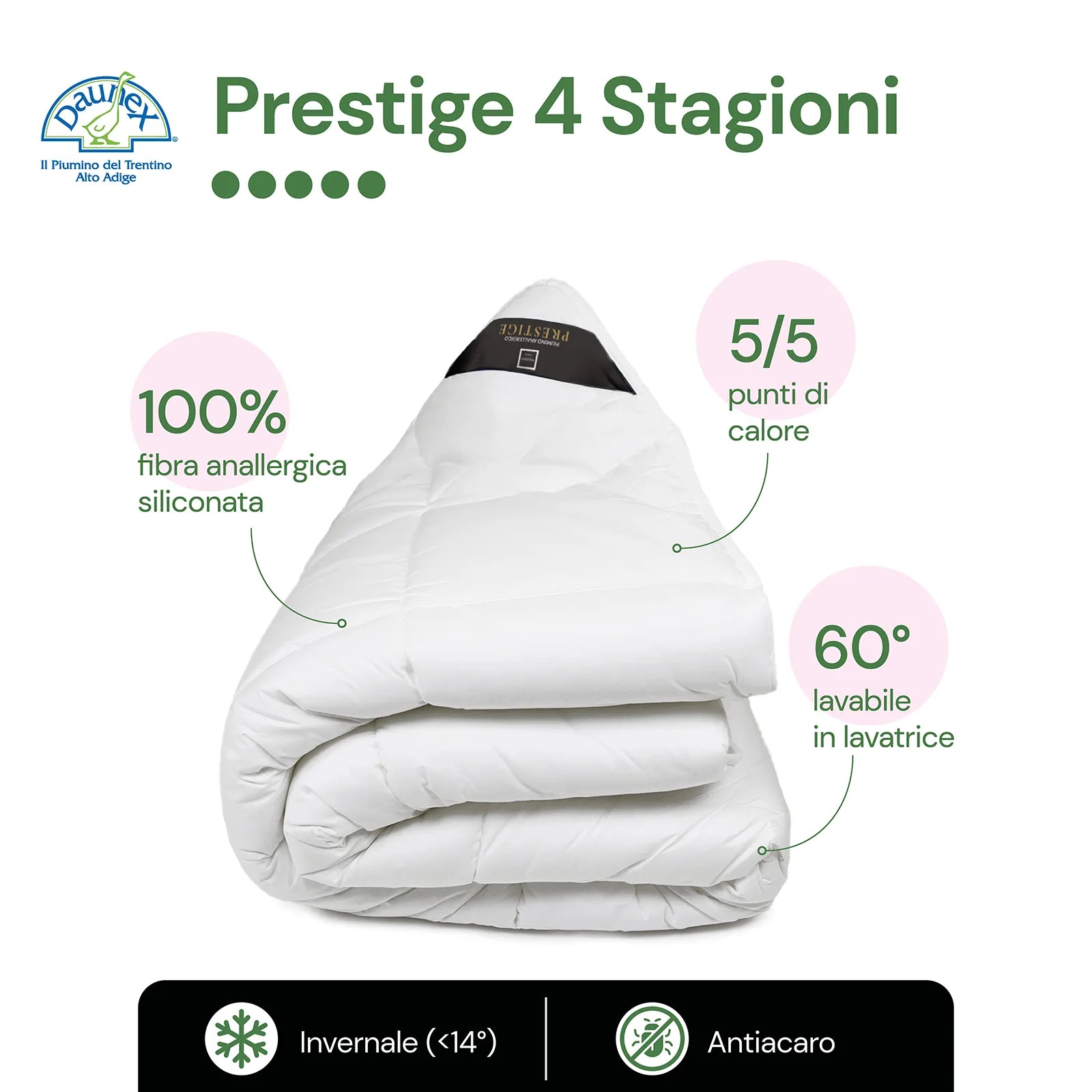 Piumone in microfibra Prestige 4 Stagioni Duo Daunex