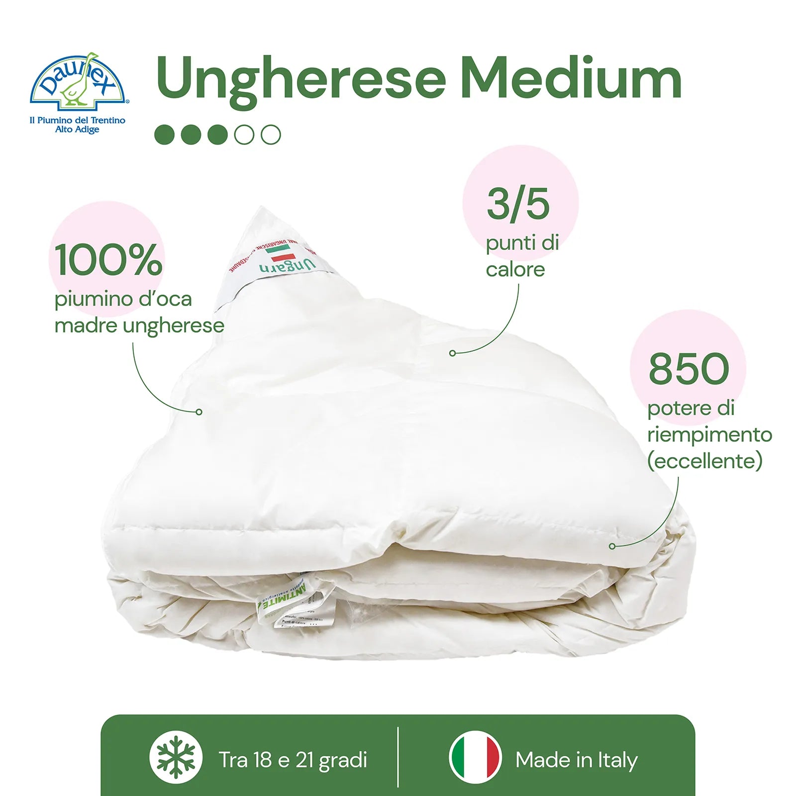 Piumino d'oca Ungherese Medium Daunex