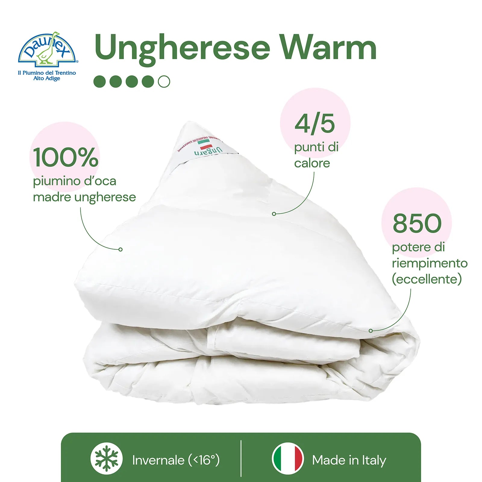 Piumino d'oca Ungherese Warm Daunex