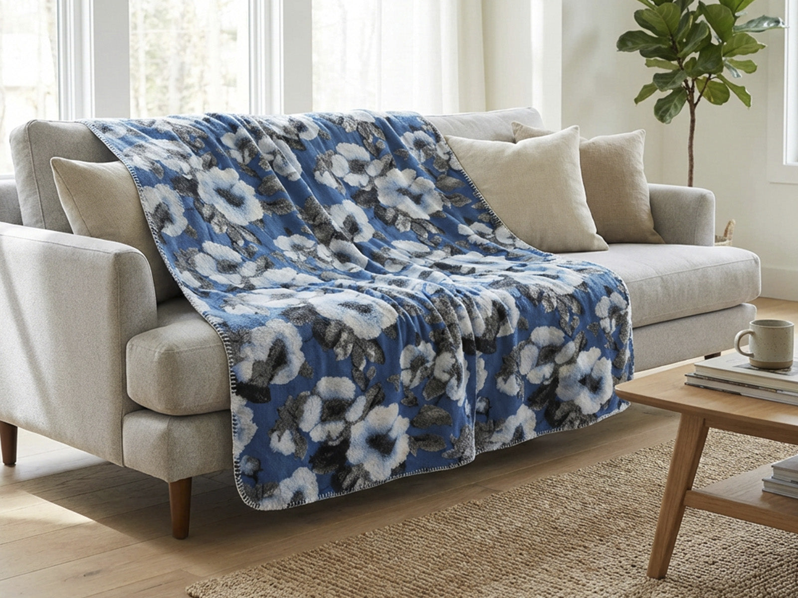 Coperta in Lana Cotta Fiori di Pesco