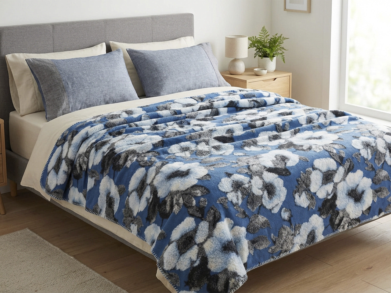 Couverture en laine bouillie Daunex motif printanier