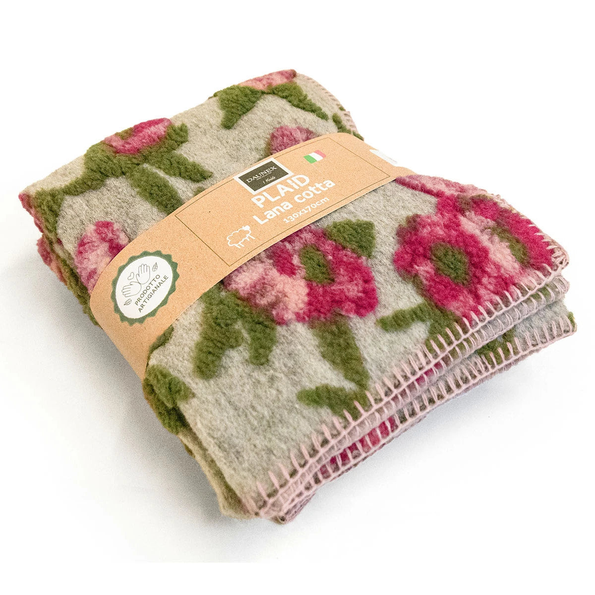 Plaid in lana cotta Ninfea – Coperta artigianale italiana