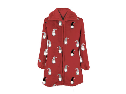 Vestaglia donna Daunex flannel disegno hobbit colore bordeaux - Home Loves