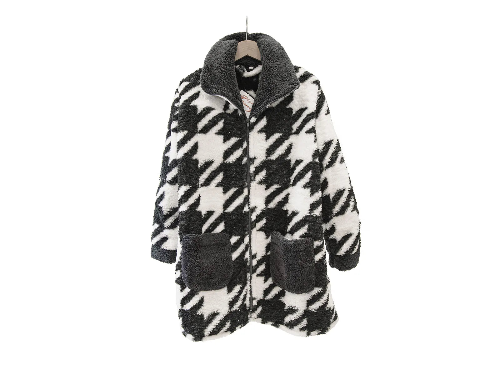 Vestaglia in flannel Daunex pied de poule colore bianco-nero