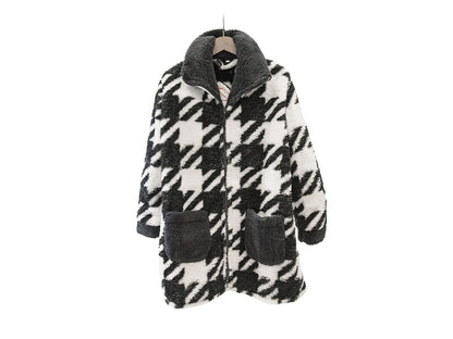 Vestaglia in flannel Daunex pied de poule colore bianco-nero - Home Loves