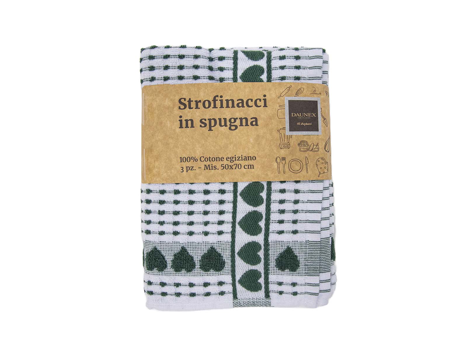 Strofinaccio in spugna cuoricini Daunex misura 50 x 70 cm