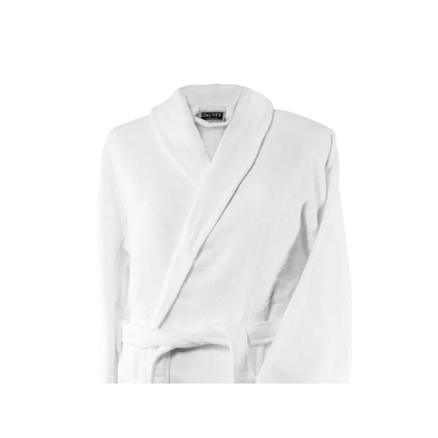Accappatoio velour in spugna con collo a scialle daunex colore bianco - Home Loves