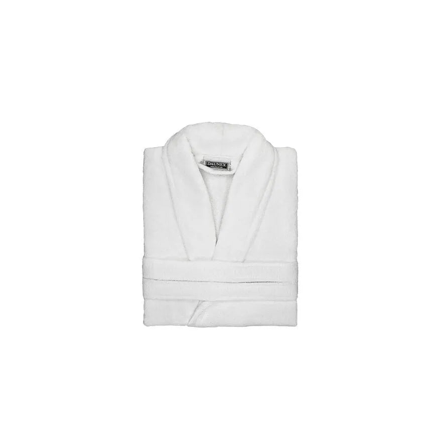 Accappatoio velour in spugna con collo a scialle daunex colore bianco - Home Loves