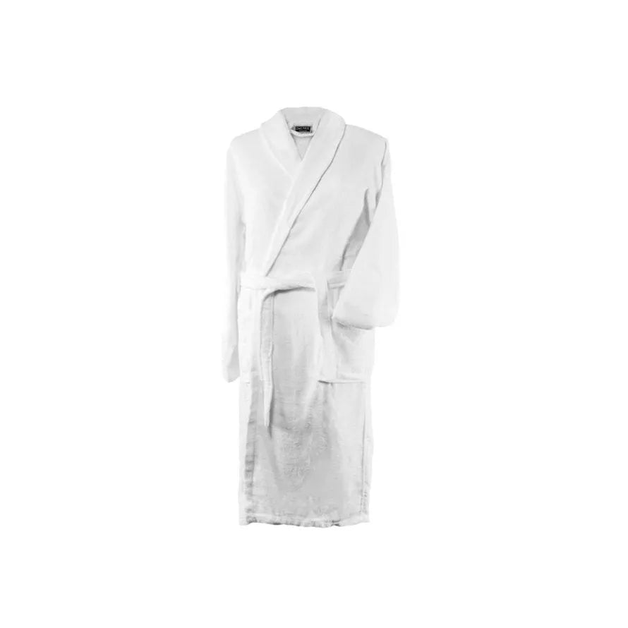 Accappatoio velour in spugna con collo a scialle daunex colore bianco - Home Loves