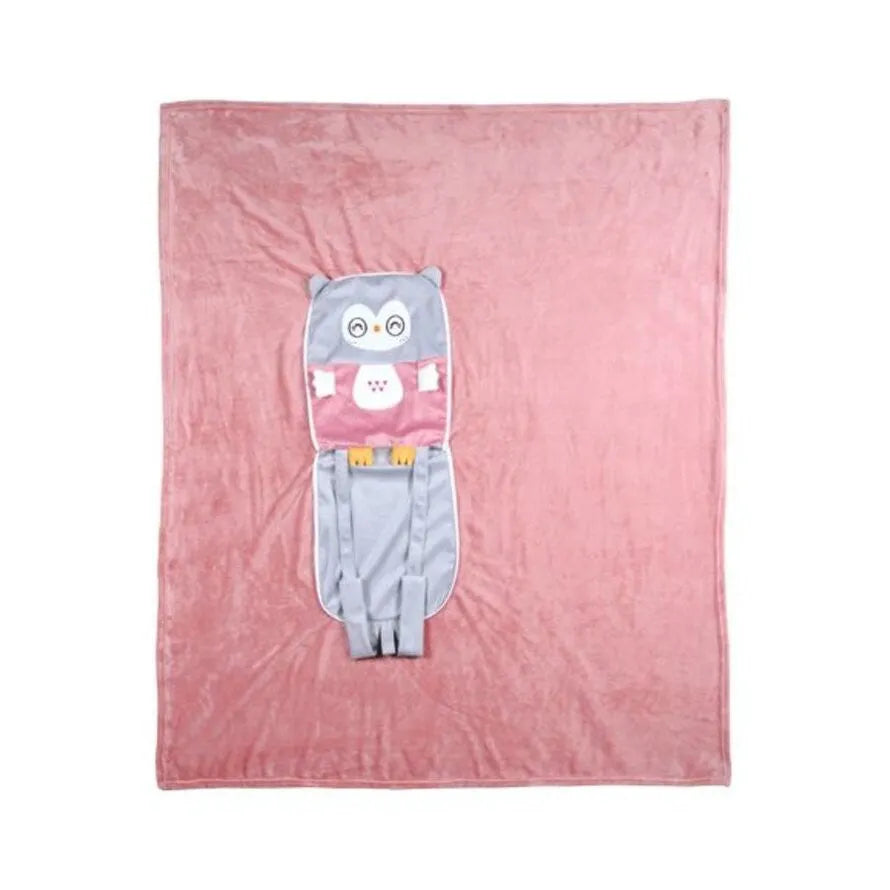 Morbidissima coperta con zaino da bambino zaza colore rosa-grigio - Home Loves