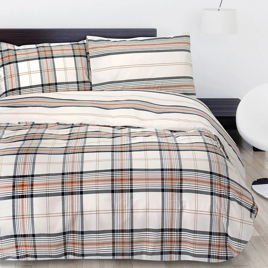 Parure copripiumino double face 100% cotone Daunex York colore beige - Home Loves