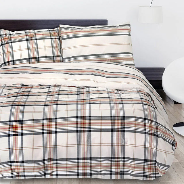 Parure copripiumino double face 100% cotone Daunex York colore beige - Home Loves