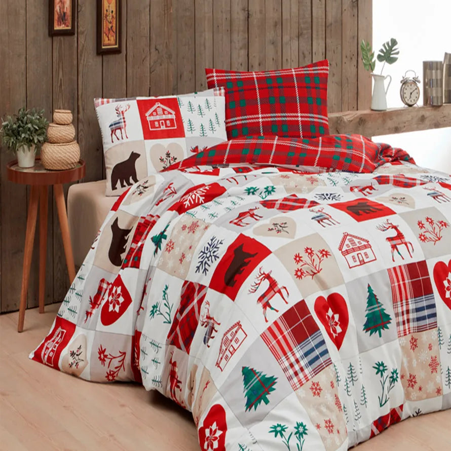 Parure copripiumino in puro cotone Daunex con stampa Aspen multicolore - Home Loves