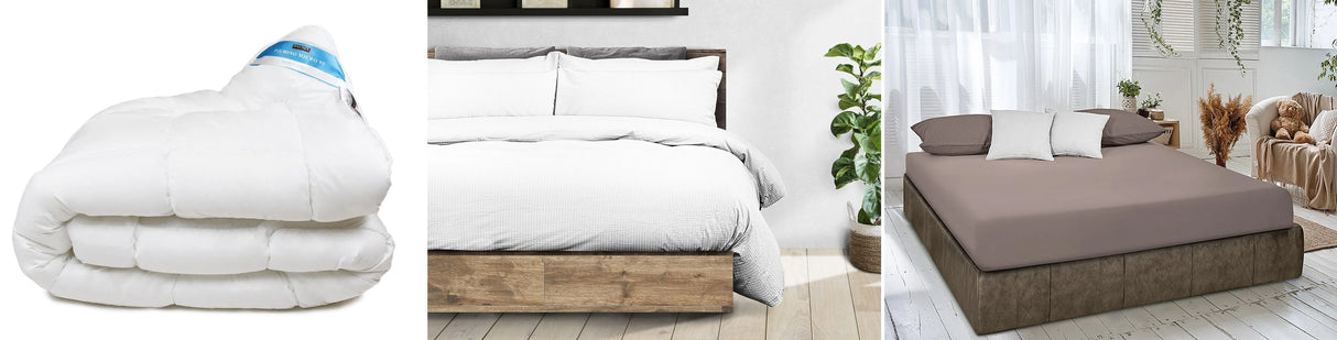 Completo letto alla tedesca - 2 piumini 4 stagioni, 2 copripiumini e 1 lenzuolo - Home Loves