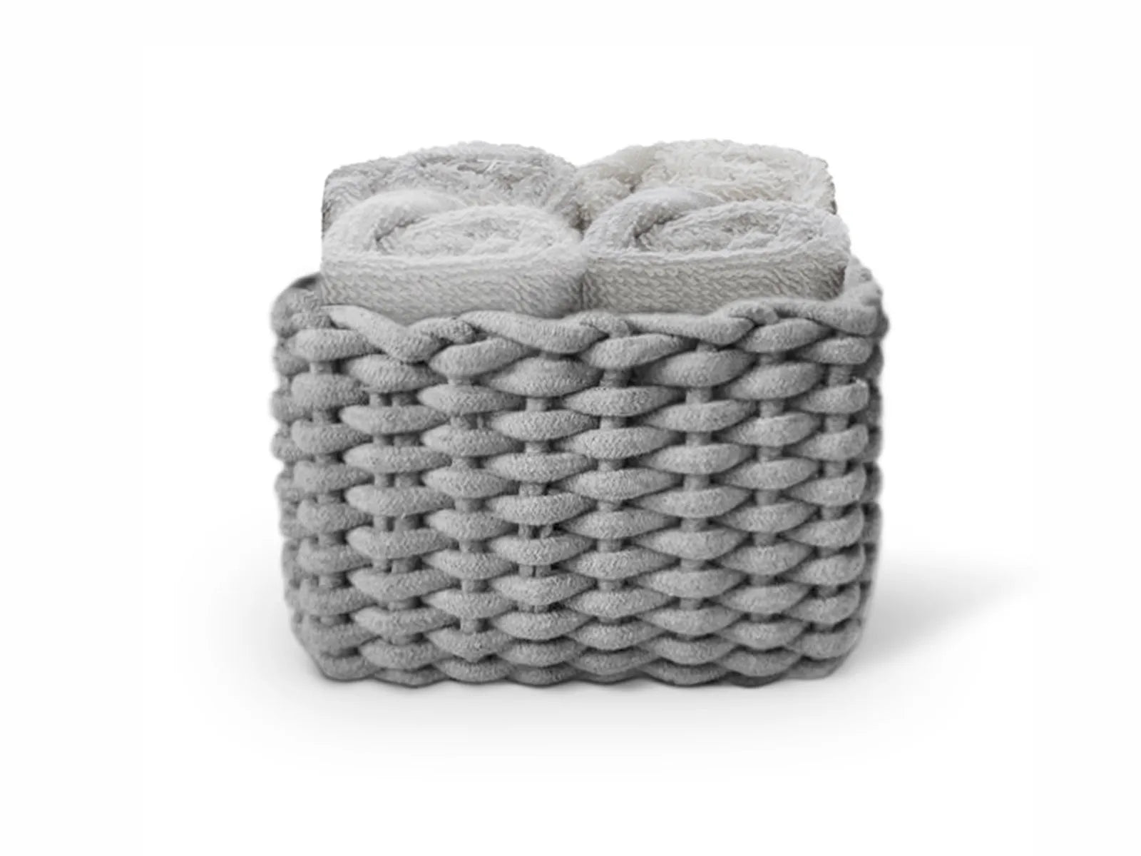 Cestino Con 4 Lavette In Spugna 30x30 Cm | Colore Avorio | Per Ospiti E Bagno - Foto 2