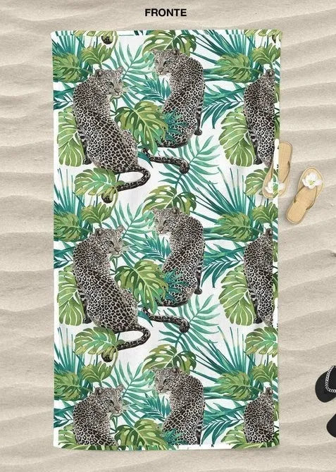 Telo mare doubleface Daunex misura 100 x 170 cm fantasia leopard - Home Loves