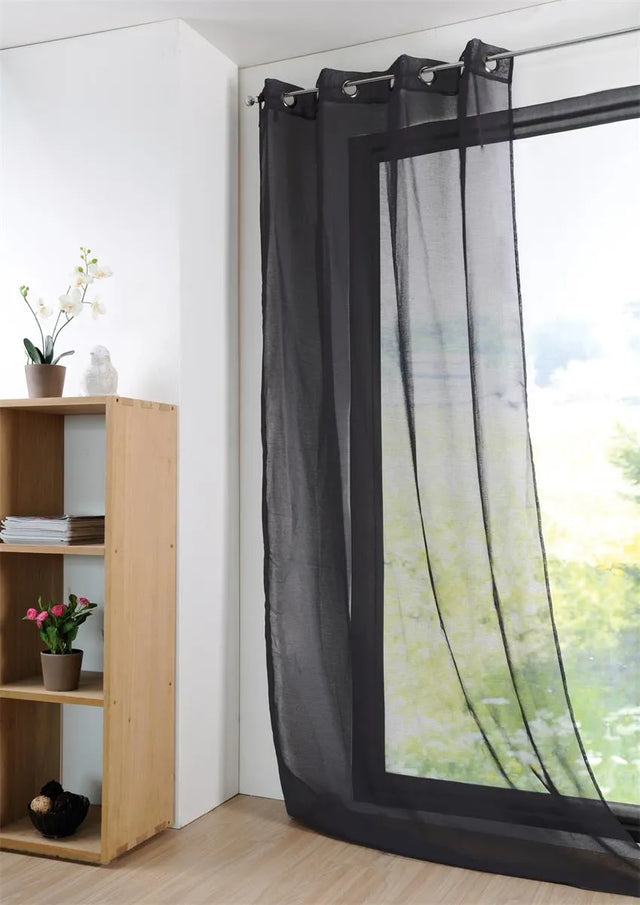 Tenda monna leggera colore nero, 135 x 260 cm anelli fissi - Home Loves