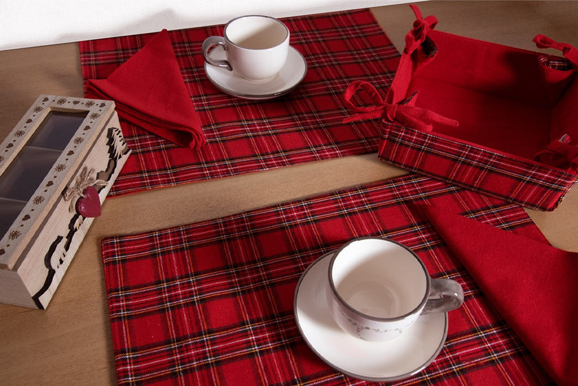 Set americano + tovagliolo tartan Daunex colore rosso