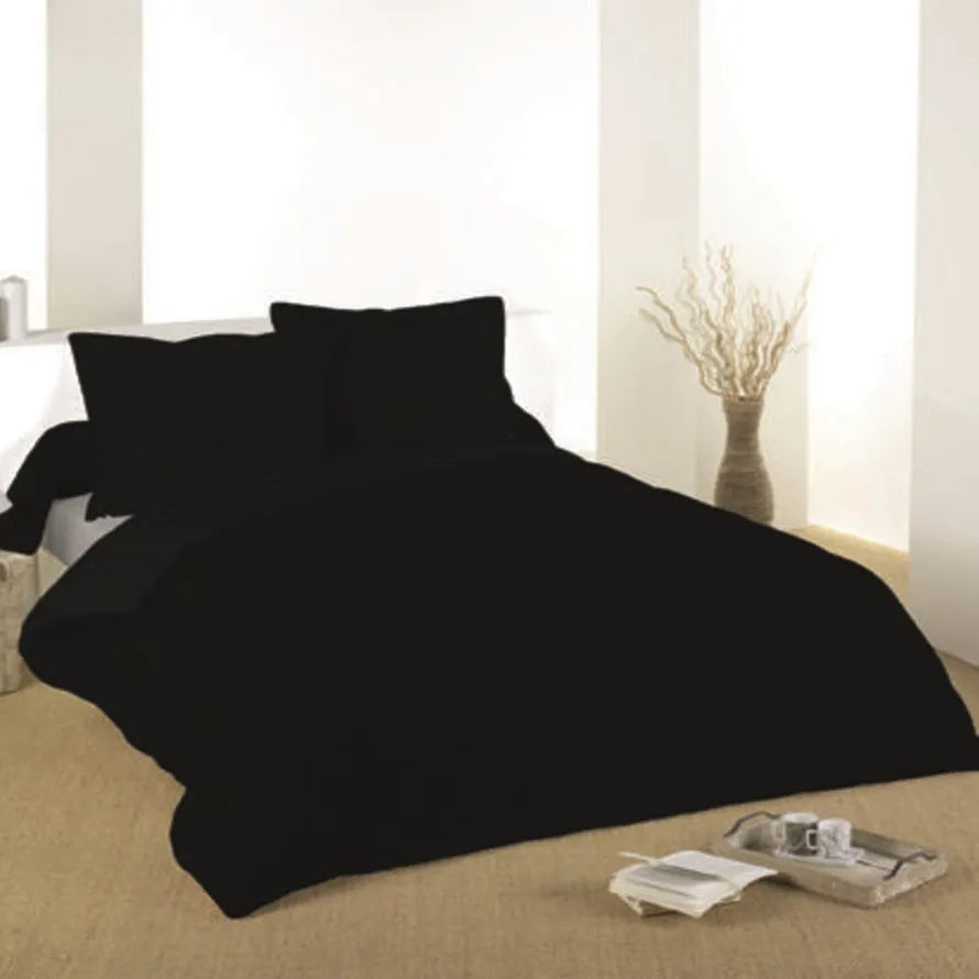 Parure copripiumino piazza e mezza alicia in puro cotone colore nero - Home Loves