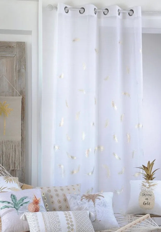 Tenda bohemian leggera colore bianco, 135×260 anelli fissi - Home Loves